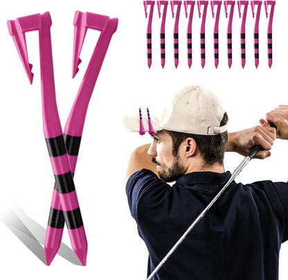 Golf Tees Plastic 3 1/4 Inch with Built-in Hat Clip 20 Pack, Unbreakable 4-Prong Striped Tees for Consistent Height, Bright Colors with Quick On-Course Access Design