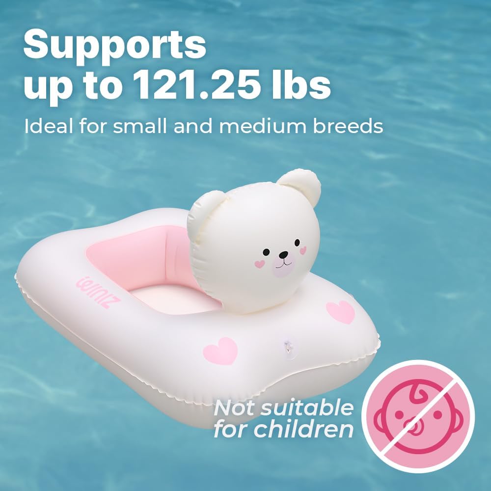 Inflatable Dog Float for Small & Medium Dogs, Pet Pool Raft, Durable PVC, Stable & Comfortable Dog Float for Pool, Beach & Lake