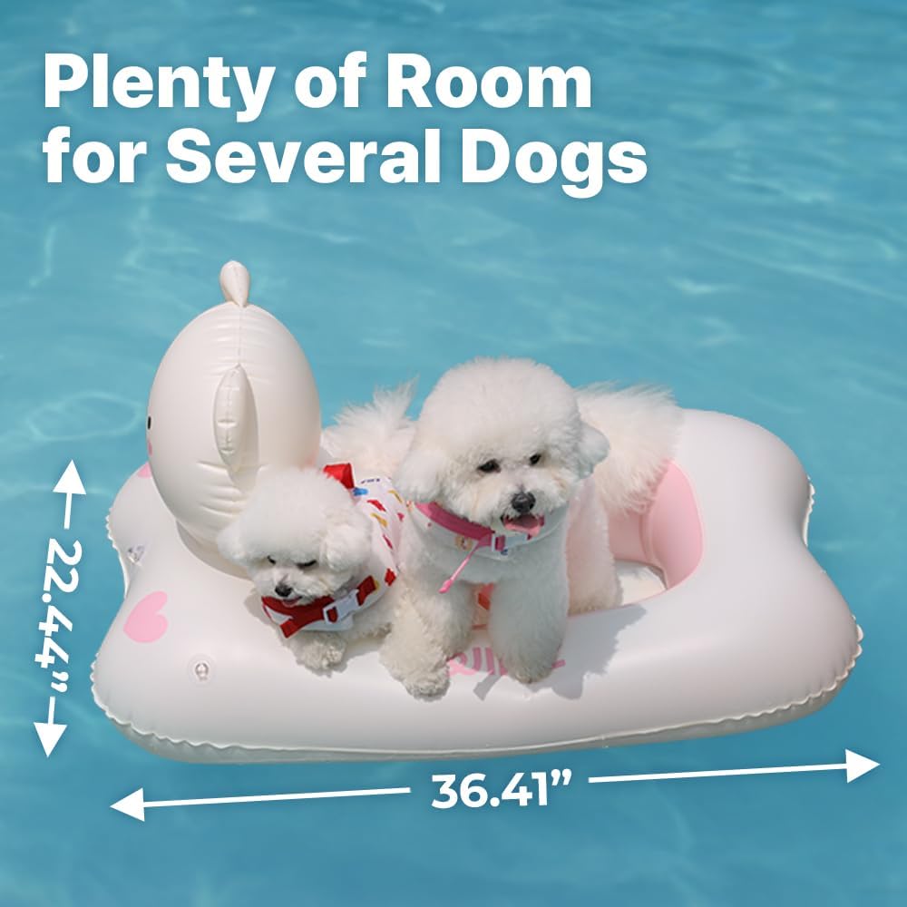 Inflatable Dog Float for Small & Medium Dogs, Pet Pool Raft, Durable PVC, Stable & Comfortable Dog Float for Pool, Beach & Lake