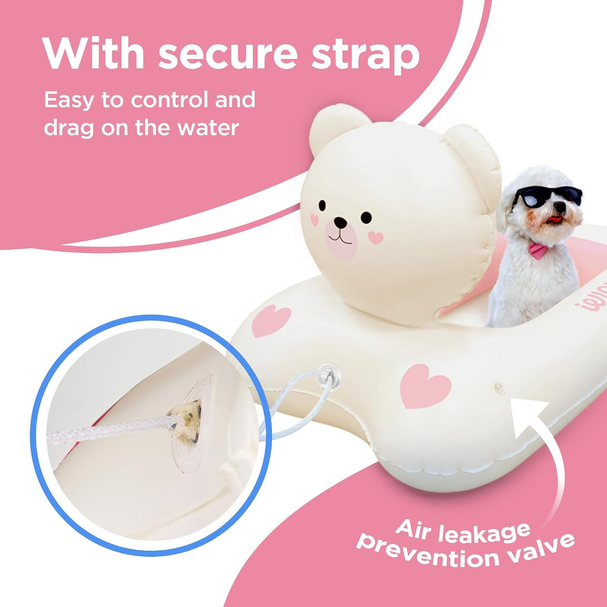 Inflatable Dog Float for Small & Medium Dogs, Pet Pool Raft, Durable PVC, Stable & Comfortable Dog Float for Pool, Beach & Lake