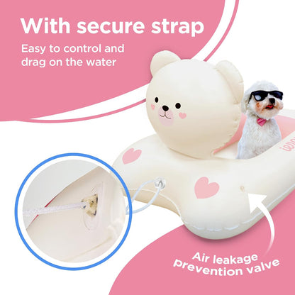 Inflatable Dog Float for Small & Medium Dogs, Pet Pool Raft, Durable PVC, Stable & Comfortable Dog Float for Pool, Beach & Lake