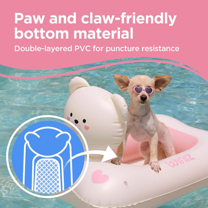 Inflatable Dog Float for Small & Medium Dogs, Pet Pool Raft, Durable PVC, Stable & Comfortable Dog Float for Pool, Beach & Lake