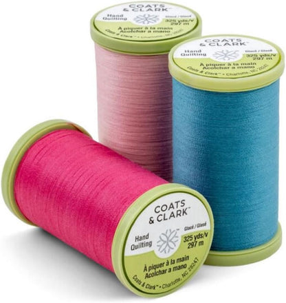Coats & Clark Hand Quilting Sewing Thread Cotton Covered Polyester 325 Yards S960 3 Pack Bundle with 3 Needle Threaders (Almond Pink)