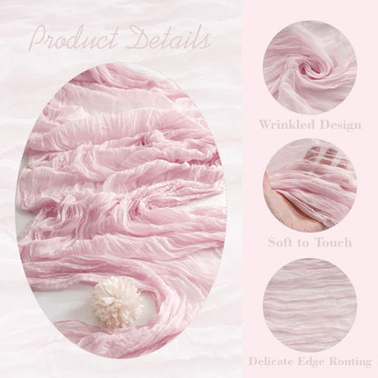 Dusty Pink Valentines Day Cheesecloth Table Runner Gauze 35x120 Inches 10FT Boho Rustic Farmhouse for Thanksgiving Fall Wedding Bridal Shower Baby Shower Home Holiday Decorations