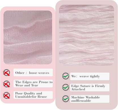Dusty Pink Valentines Day Cheesecloth Table Runner Gauze 35x120 Inches 10FT Boho Rustic Farmhouse for Thanksgiving Fall Wedding Bridal Shower Baby Shower Home Holiday Decorations