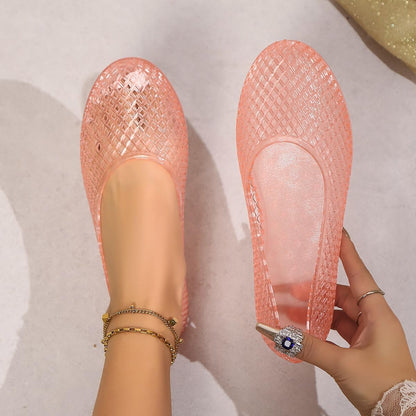 Jelly Mesh Ballet Flats Clear Jelly Sandals for Women Slip on Beach Water Shoes Barefoot Cute Kawaii Alternative Fashion for Girls Office Cruise Festivals Holiday Vacation Gifts Summer Wedding Guests