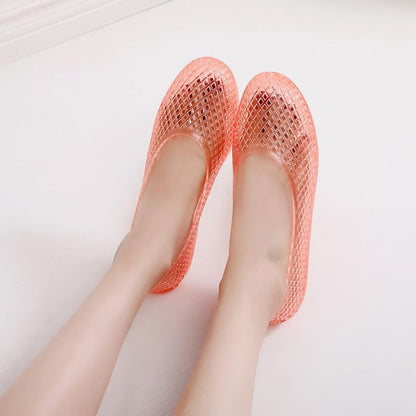 Jelly Mesh Ballet Flats Clear Jelly Sandals for Women Slip on Beach Water Shoes Barefoot Cute Kawaii Alternative Fashion for Girls Office Cruise Festivals Holiday Vacation Gifts Summer Wedding Guests