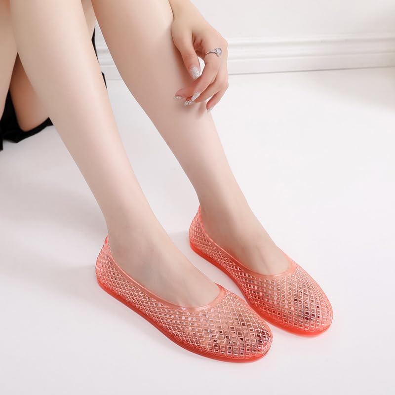 Jelly Mesh Ballet Flats Clear Jelly Sandals for Women Slip on Beach Water Shoes Barefoot Cute Kawaii Alternative Fashion for Girls Office Cruise Festivals Holiday Vacation Gifts Summer Wedding Guests