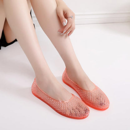 Jelly Mesh Ballet Flats Clear Jelly Sandals for Women Slip on Beach Water Shoes Barefoot Cute Kawaii Alternative Fashion for Girls Office Cruise Festivals Holiday Vacation Gifts Summer Wedding Guests