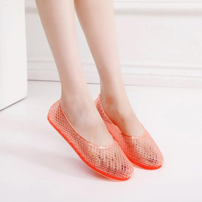 Jelly Mesh Ballet Flats Clear Jelly Sandals for Women Slip on Beach Water Shoes Barefoot Cute Kawaii Alternative Fashion for Girls Office Cruise Festivals Holiday Vacation Gifts Summer Wedding Guests