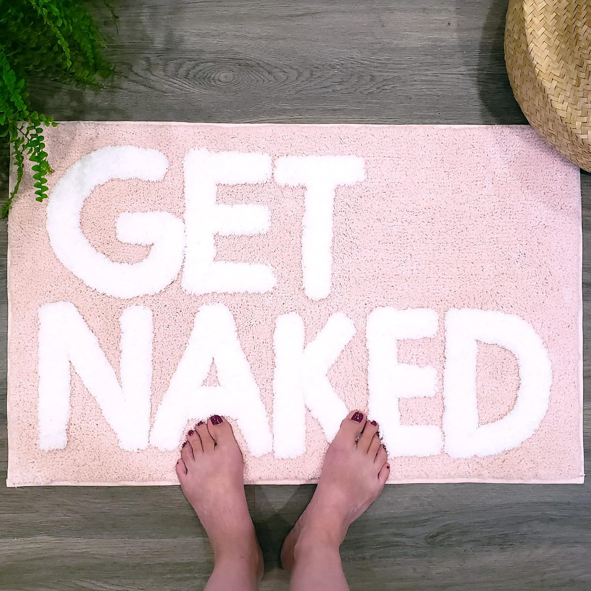 Get Naked Bath Mat Pink - Blush Bathroom Rugs - Bath Mat - 31" x 20"