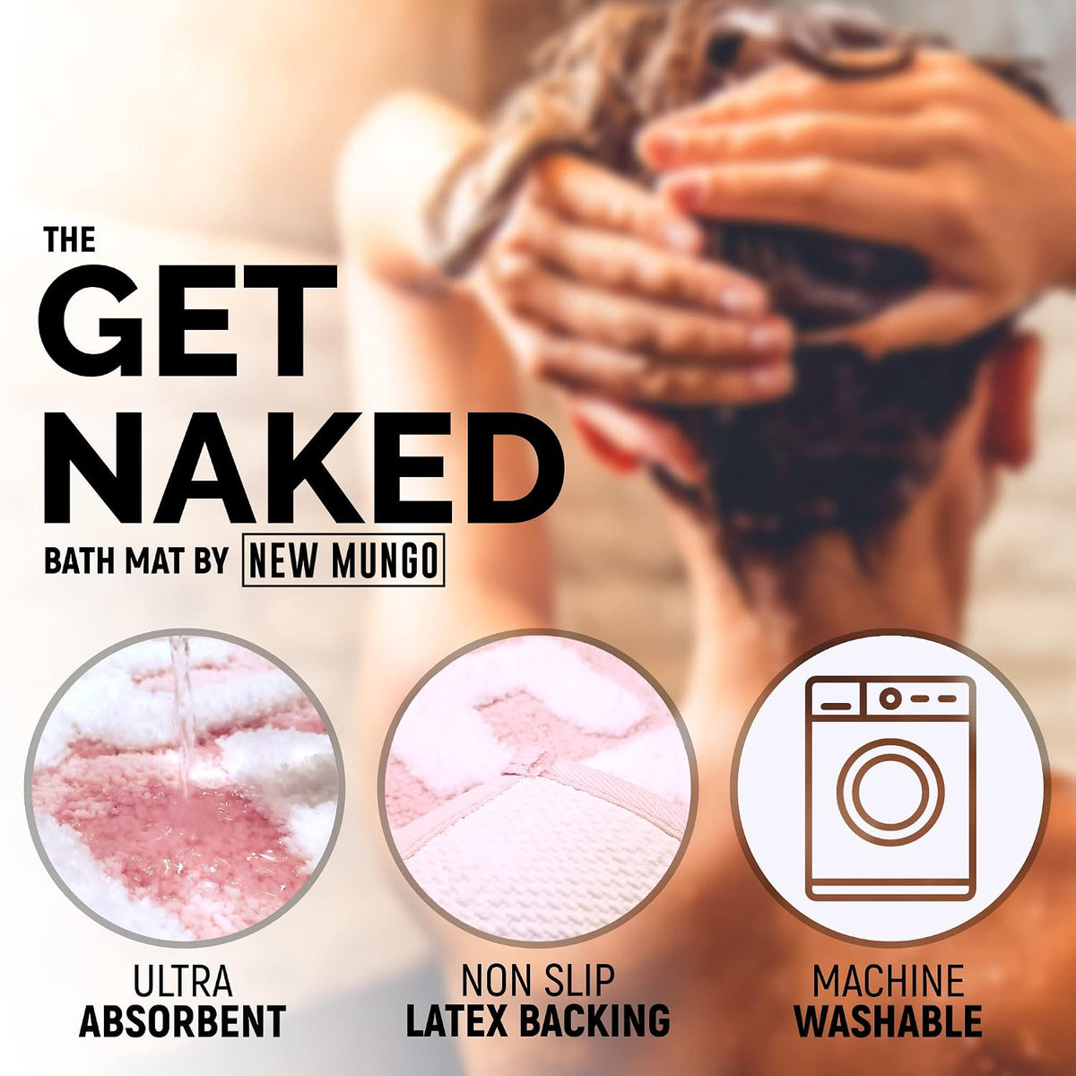 Get Naked Bath Mat Pink - Blush Bathroom Rugs - Bath Mat - 31" x 20"