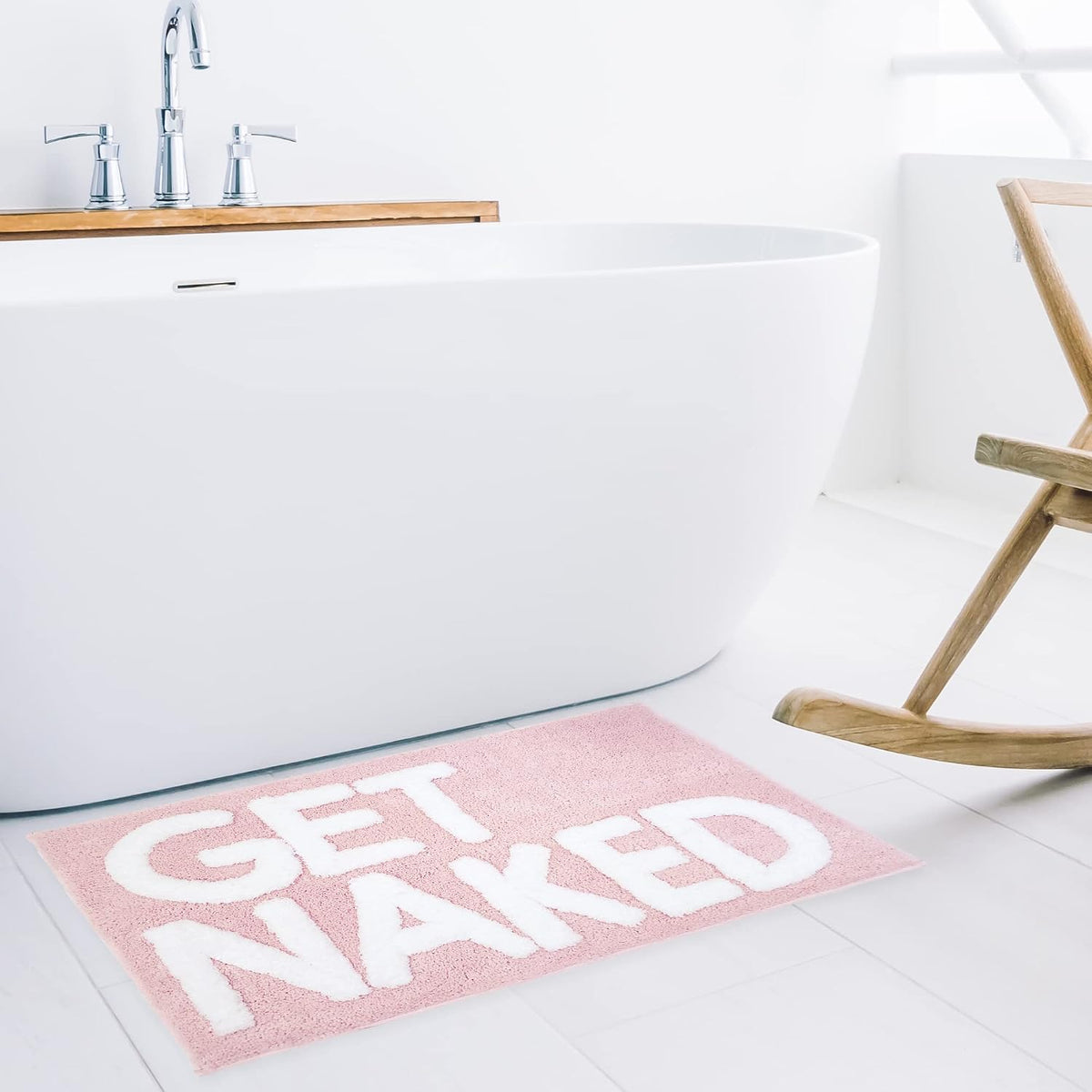 Get Naked Bath Mat Pink - Blush Bathroom Rugs - Bath Mat - 31" x 20"