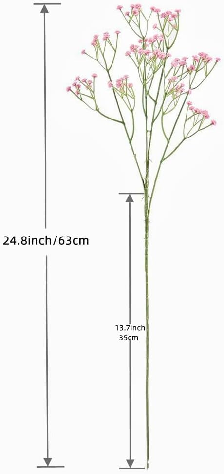 10Bundles Babys Breath Artificial Flowers 24.8in Fake Baby Breath Spring Flowers Real Touch Faux Gypsophila Flowers Bouquet for Outdoors Wedding DIY Bouquet Arrangement Party Home Table Decor(Pink)