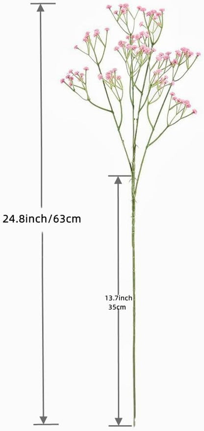 10Bundles Babys Breath Artificial Flowers 24.8in Fake Baby Breath Spring Flowers Real Touch Faux Gypsophila Flowers Bouquet for Outdoors Wedding DIY Bouquet Arrangement Party Home Table Decor(Pink)