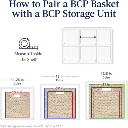 10.5x10.5in Pack of 5 Cube Storage Baskets, Water Hyacinth Multipurpose Collapsible Organizers, Handwoven Toy Storage Totes for Kids Room, Nursery & Living Room - Pink