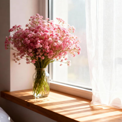 6 Pcs Babys Breath Artificial Flowers, Fake Babys Breath Flowers for Wedding Floral Arrangement Party Decor, Pink