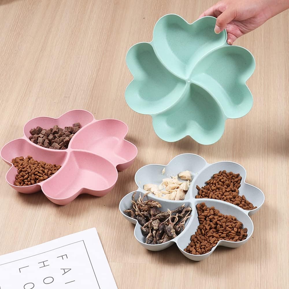 Divided Serving Tray, Appetizer Sectioned Platter, Dessert Serving Dish, Reusable Plastic Snack Plates, Round Relish Tray, 4 Compartment for Chips and Dip Veggies Candy Nut Fruit (Pink)