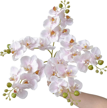 5pcs Pink Artificial Orchid Flower Stems with Real Touch for Vase, Fake Orchid Stems Arrangment for Wedding Bouquets Party Decor Home Office Farmhouse Decorations (Pale Pink)