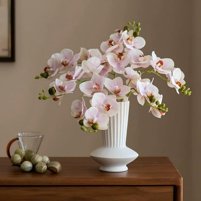 5pcs Pink Artificial Orchid Flower Stems with Real Touch for Vase, Fake Orchid Stems Arrangment for Wedding Bouquets Party Decor Home Office Farmhouse Decorations (Pale Pink)