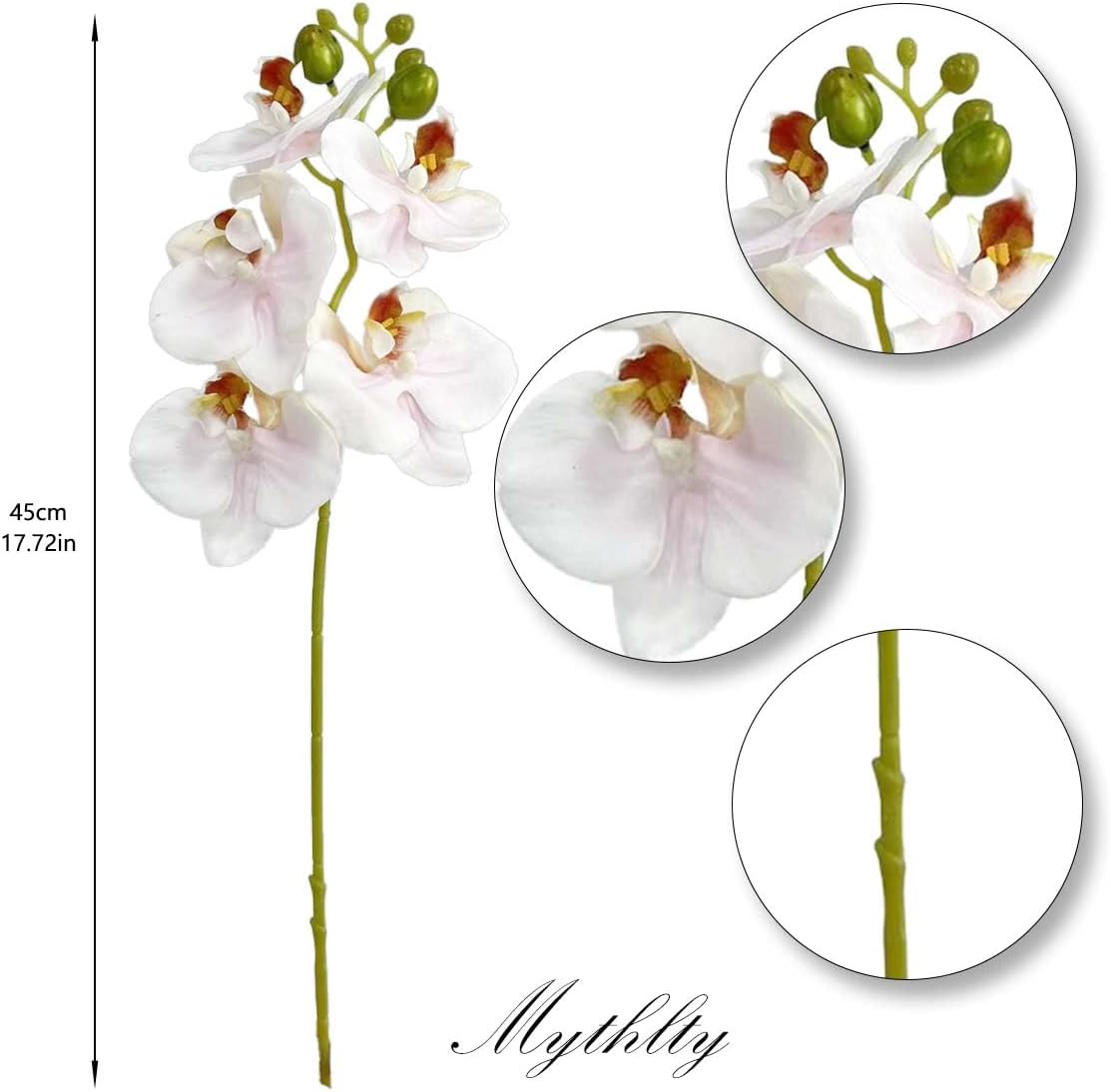 5pcs Pink Artificial Orchid Flower Stems with Real Touch for Vase, Fake Orchid Stems Arrangment for Wedding Bouquets Party Decor Home Office Farmhouse Decorations (Pale Pink)
