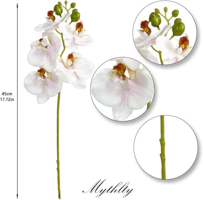 5pcs Pink Artificial Orchid Flower Stems with Real Touch for Vase, Fake Orchid Stems Arrangment for Wedding Bouquets Party Decor Home Office Farmhouse Decorations (Pale Pink)