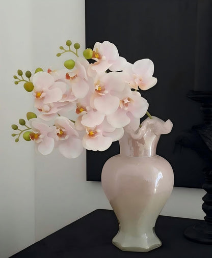 5pcs Pink Artificial Orchid Flower Stems with Real Touch for Vase, Fake Orchid Stems Arrangment for Wedding Bouquets Party Decor Home Office Farmhouse Decorations (Pale Pink)