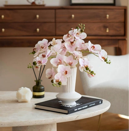 5pcs Pink Artificial Orchid Flower Stems with Real Touch for Vase, Fake Orchid Stems Arrangment for Wedding Bouquets Party Decor Home Office Farmhouse Decorations (Pale Pink)