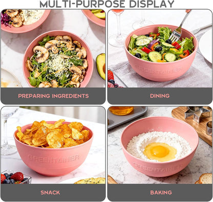 3 Pack Large Plastic Bowls, 135oz Plastic Salad Bowls - Reusable Serving Bowls for Party, Picnic, Entertaining, Kitchen & Outdoor, Microwave & Dishwasher Safe (Pink)