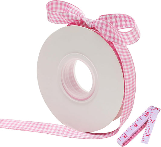 Pink Buffalo Gingham Ribbon - 5/8" x 25 Yards, for Crafts, Picnic Decoration, Christmas Gift Wrapping, Baby Shower, Hair Accessories