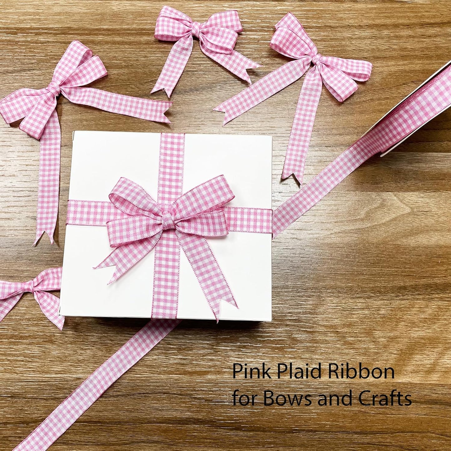 Pink Buffalo Gingham Ribbon - 5/8" x 25 Yards, for Crafts, Picnic Decoration, Christmas Gift Wrapping, Baby Shower, Hair Accessories