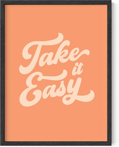 HAUS AND HUES Relax Sign Peach Pictures for Room - Cute Quote Posters & Inspirational Wall Art for Girls | Relax Wall Decor, Take It Easy Poster, Quote Aesthetic Posters, Peach Art UNFRAMED 12" x 16"