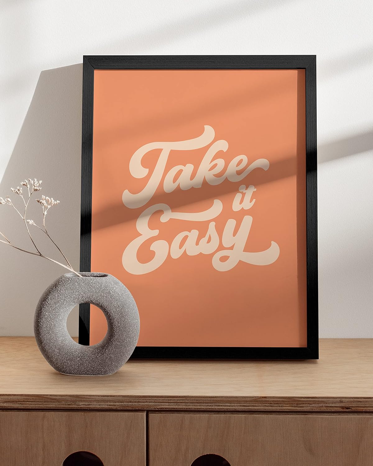 HAUS AND HUES Relax Sign Peach Pictures for Room - Cute Quote Posters & Inspirational Wall Art for Girls | Relax Wall Decor, Take It Easy Poster, Quote Aesthetic Posters, Peach Art UNFRAMED 12" x 16"