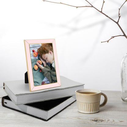 2 Pack 4x6 Pink Enamel Picture Frame, Gold Metal Edge