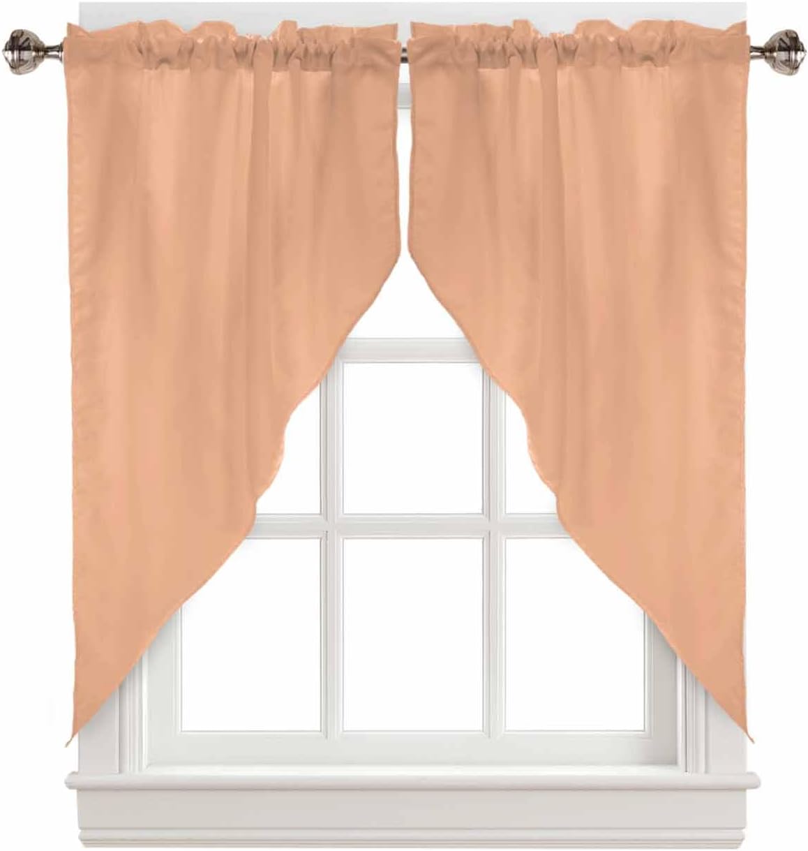 Swag Curtains, Solid Peach Modern Simple Stylish Rod Pocket Window Topper Curtains Valances for Kitchen Bedroom Living Room 2 Panel, 36""x45"", WJL-MAR6BLE20240430SHZF07222CUBCSAN