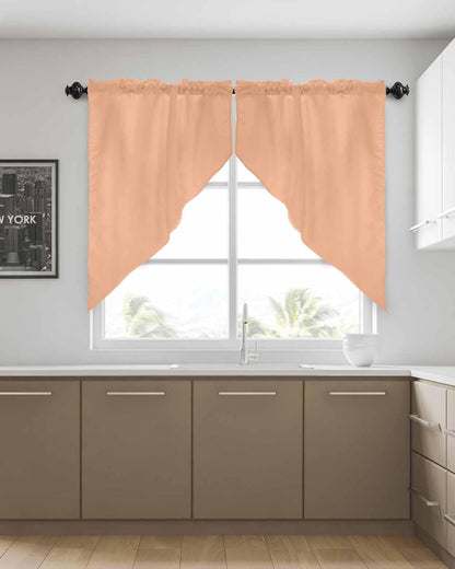 Swag Curtains, Solid Peach Modern Simple Stylish Rod Pocket Window Topper Curtains Valances for Kitchen Bedroom Living Room 2 Panel, 36""x45"", WJL-MAR6BLE20240430SHZF07222CUBCSAN