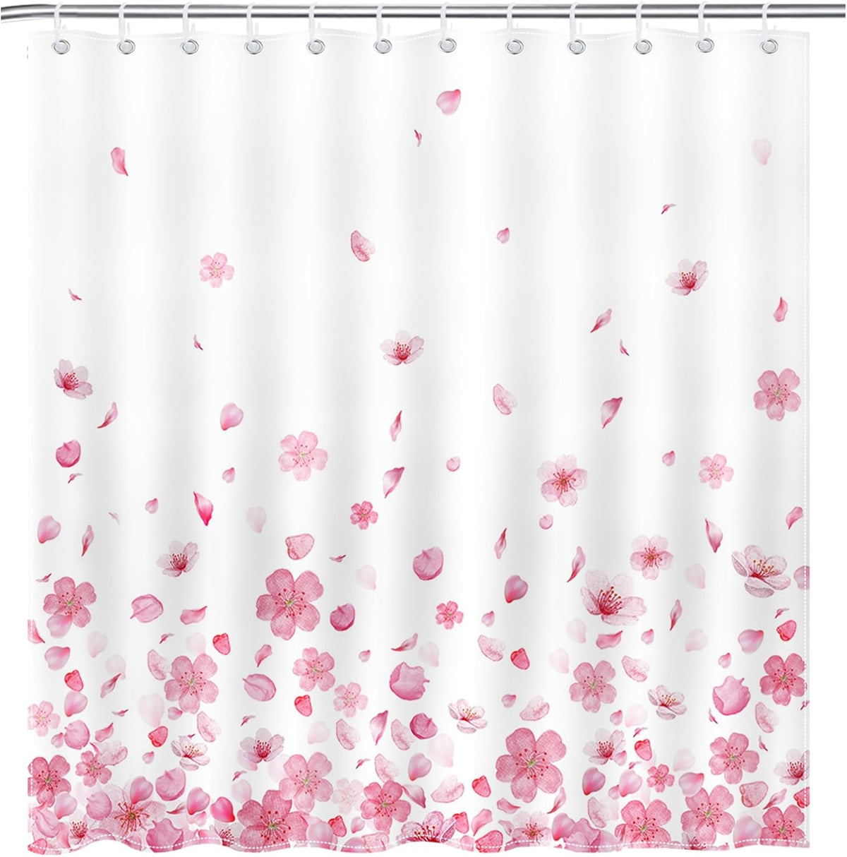 Pink Floral Shower Curtain Pink Petal Spring Cherry Blossom Bathroom Shower Curtain Flower Waterproof Fabric Shower Curtains Bathtub Decor with 12 Hooks 72 X 72 Inch (Pink)