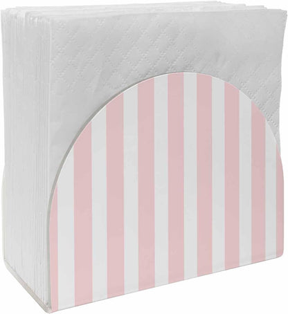 Napkin Holder for Table 1 Pack Pink Stripes Acrylic Standing Napkin Holder Pink White Vertical Striped Upright Tissue Dispenser for Dining Room Kitchen Countertops Indoor & Outdoor Use
