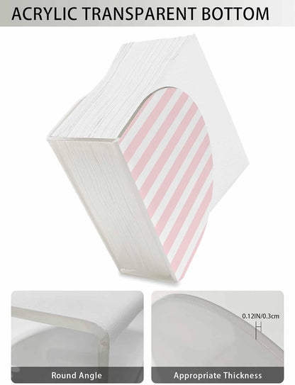 Napkin Holder for Table 1 Pack Pink Stripes Acrylic Standing Napkin Holder Pink White Vertical Striped Upright Tissue Dispenser for Dining Room Kitchen Countertops Indoor & Outdoor Use
