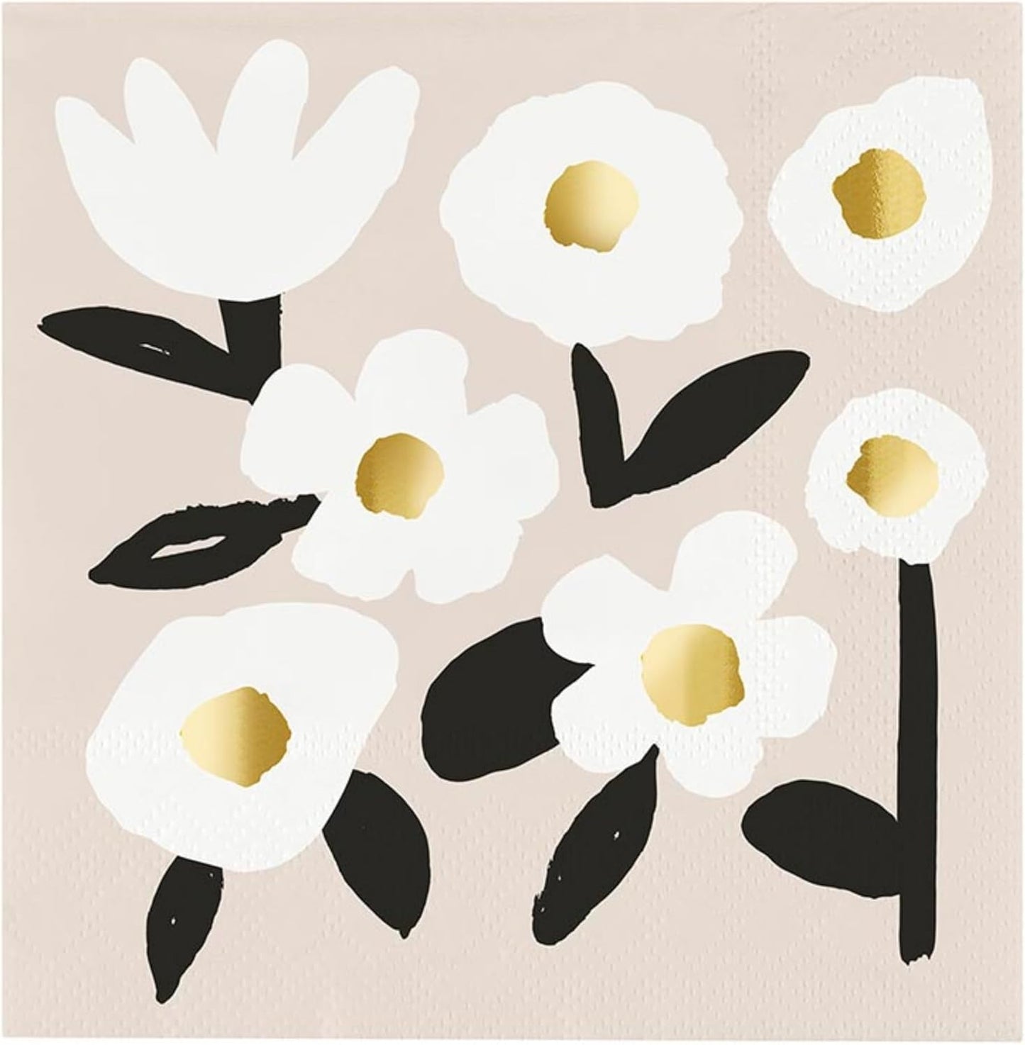 Santa Barbara Design Studio Party Cocktail Napkins Gold Foil Disposable Paper Napkins, 20-Count, Blush Flower