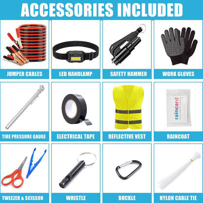 Car Roadside Emergency Kit, Car Safety Kit for Men Portable Car Kits for Emergency, Pink