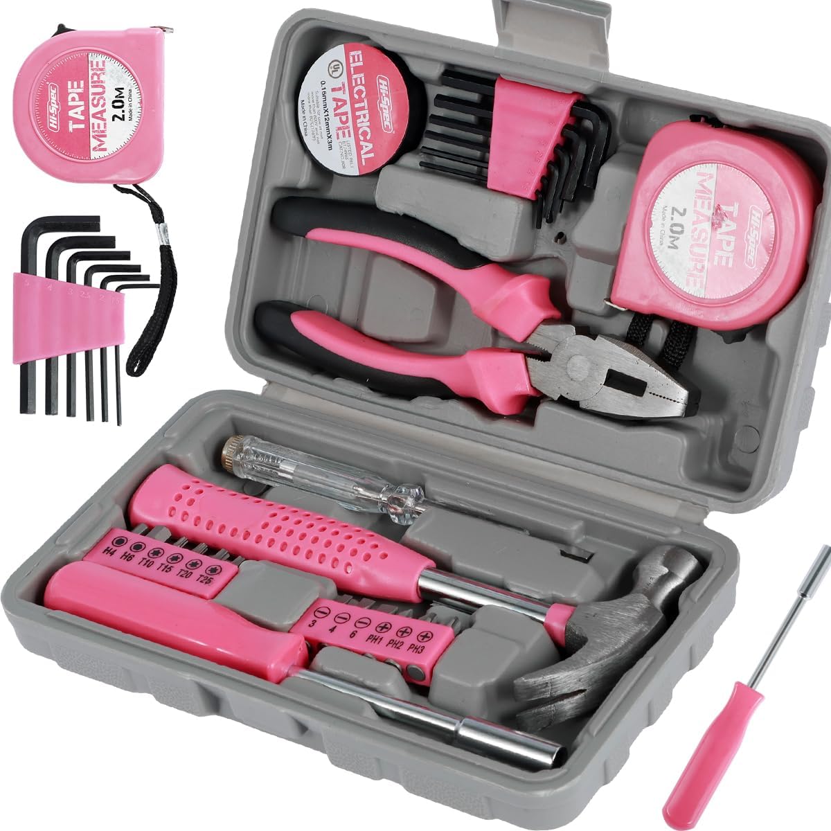 24-Piece Pink Household DIY Tool Kit for Women – Compact Mini Tool Box Set with Essential Starter Tools for Home Projects