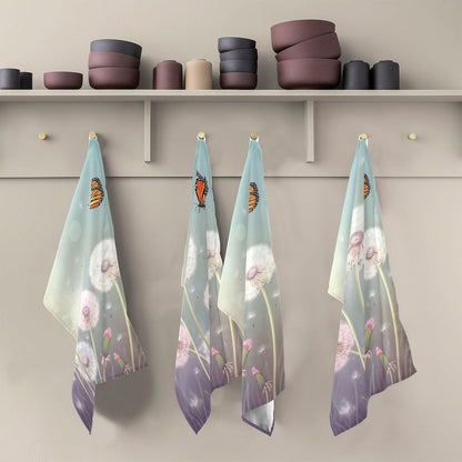 Pink Dish Towels for Kitchen Decorative Pastel Pink Flower Floral Tea Towel Cute for Drying Dishes Absorbent Soft 18 x 28 Inch, 6 Packs