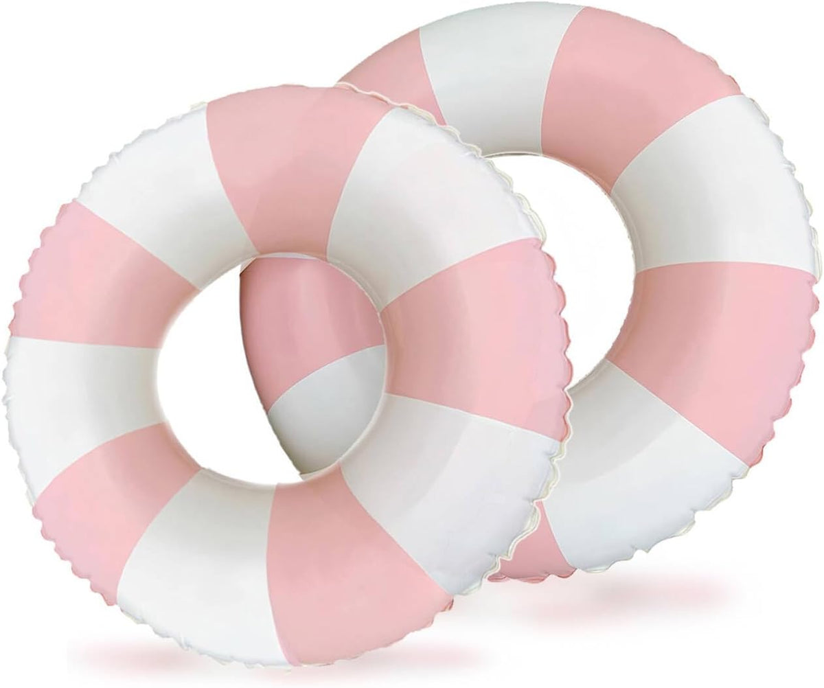 2PCS Floats for Adults Rings Striped Pool Float Large Swim Ring for Adults,35 Inch Classic Striped Teens Adult Inner Tubes Summer Beach Bachelorette Party