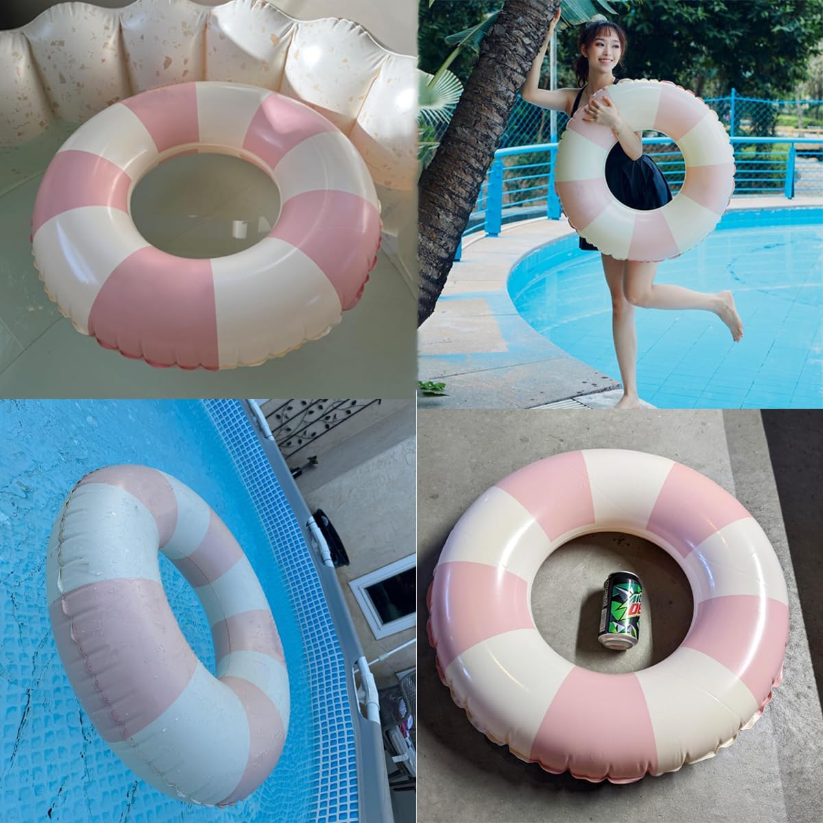 2PCS Floats for Adults Rings Striped Pool Float Large Swim Ring for Adults,35 Inch Classic Striped Teens Adult Inner Tubes Summer Beach Bachelorette Party