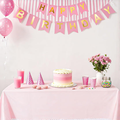 3 Pack Plastic Light Pink Tablecloth, Disposable Scalloped Edge Table Cloth Waterproof Rectangle Pink Table Cover for Birthday Bridal Wedding Baby Shower, 54 X 108 Inch