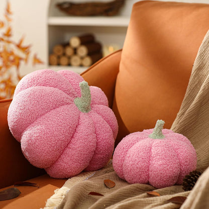 YRXRUS Pumpkin Pillows, Halloween Pumpkin Throw Pillows, Pink Shaped Pillow for Fall Room Decor Gifts, Teddy Fleece Cute 6x12 Inches Halloween Pillow, Accent Fall Pillows