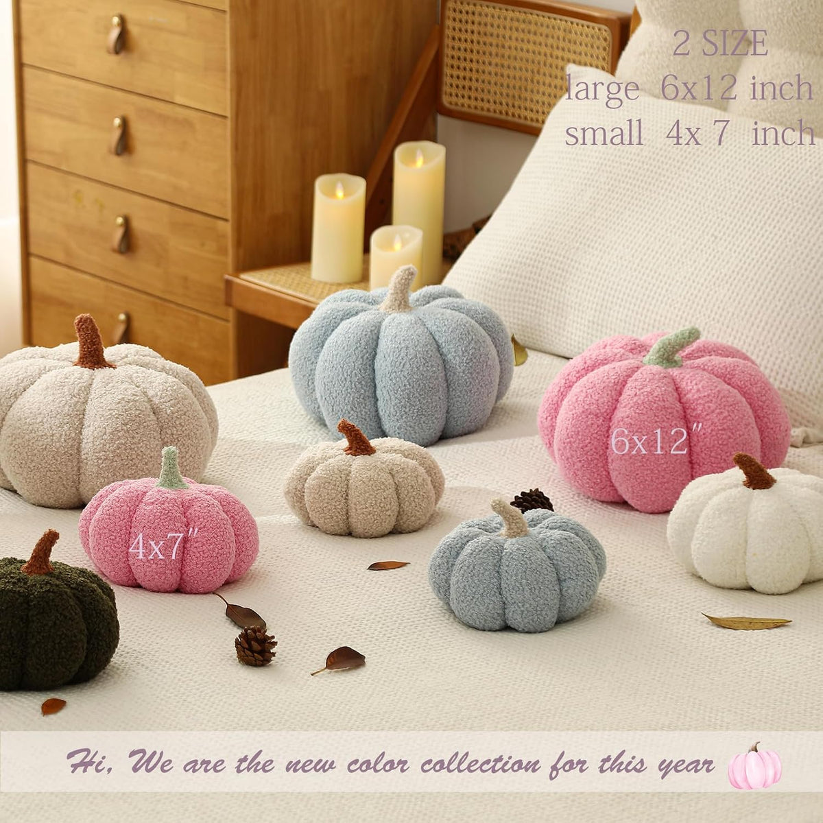 YRXRUS Pumpkin Pillows, Halloween Pumpkin Throw Pillows, Pink Shaped Pillow for Fall Room Decor Gifts, Teddy Fleece Cute 6x12 Inches Halloween Pillow, Accent Fall Pillows