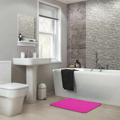Solid Plain Bright Pink Bath Mat Rug 32x20, Ultra Soft Bathroom Rug, Non Slip and Absorbent Bath Rug Carpet for Bathroom Floor, Tub and Shower