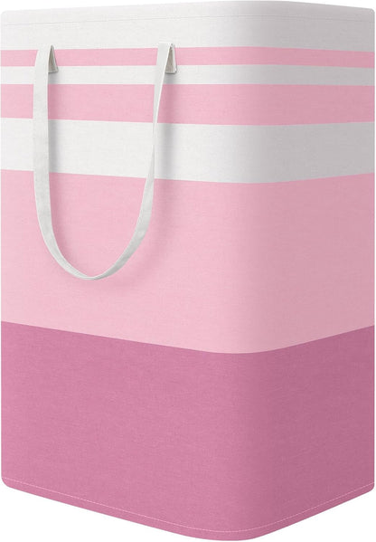 Laundry Basket Hamper, 75L Collapsible Clothes Storage, Pink